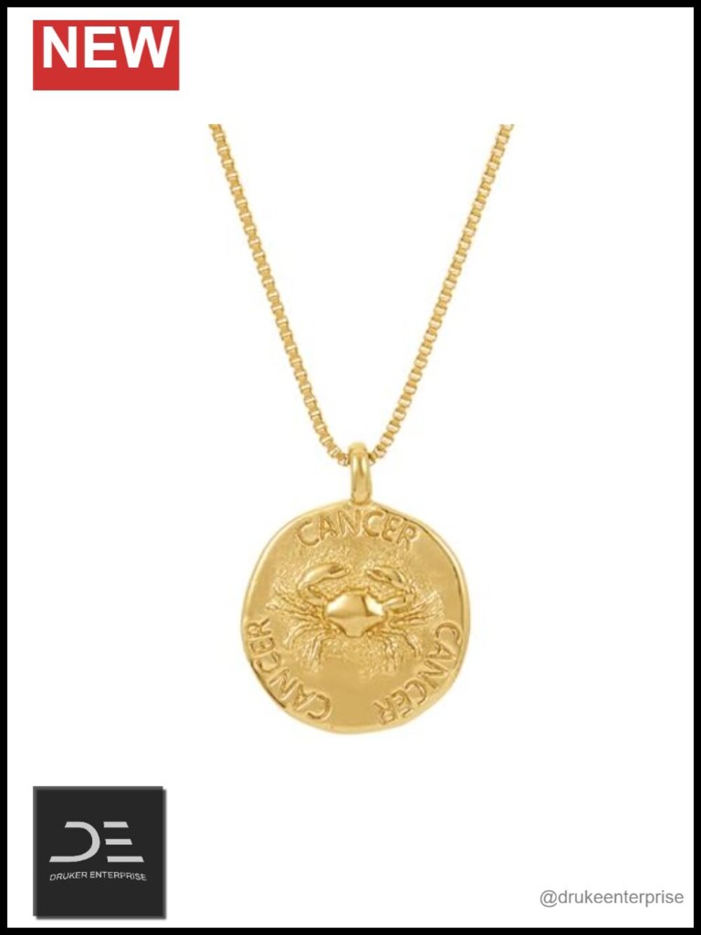 Waterproof Astrology Necklace Non-Tarnish Gold PVD Coated Hypoallergenic